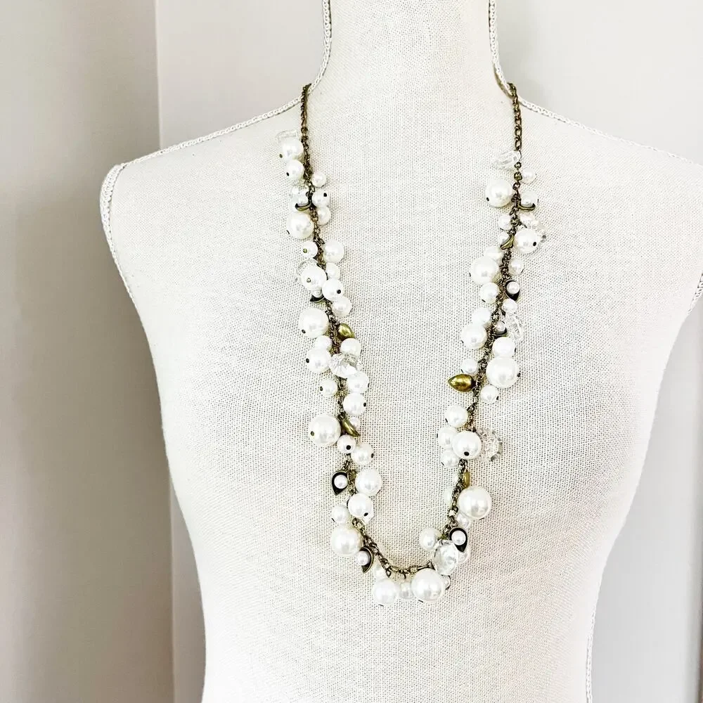Chloe + Isabel Pearl + Crystal Drops Long Necklace